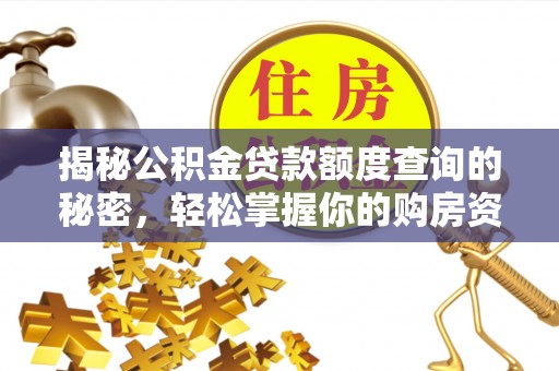 埌东揭秘公积金贷款额度查询的秘密，轻松掌握你的购房资金